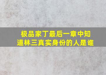 极品家丁最后一章中知道林三真实身份的人是谁