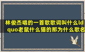 林俊杰唱的一首歌,歌词叫什么“老鼠什么猫的、那为什么歌名叫什么啊?