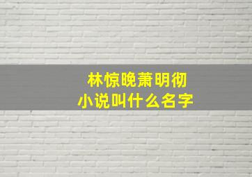 林惊晚萧明彻小说叫什么名字