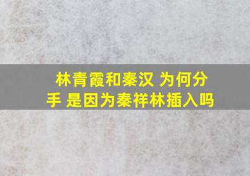 林青霞和秦汉 为何分手 是因为秦祥林插入吗