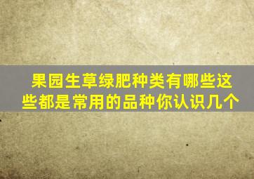 果园生草,绿肥种类有哪些这些都是常用的品种,你认识几个