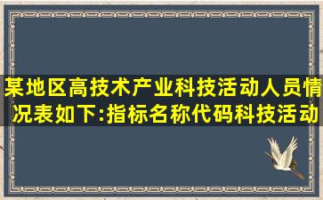 某地区高技术产业科技活动人员情况表如下:指标名称代码科技活动