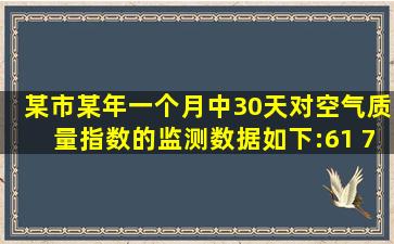 某市某年一个月中30天对空气质量指数的监测数据如下:61 76 70 &nb...