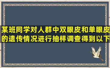 某班同学对人群中双眼皮和单眼皮的遗传情况进行抽样调查,得到以下...