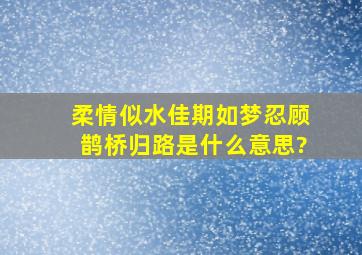 柔情似水,佳期如梦,忍顾鹊桥归路是什么意思?