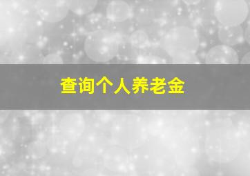 查询个人养老金