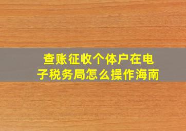 查账征收个体户在电子税务局怎么操作海南