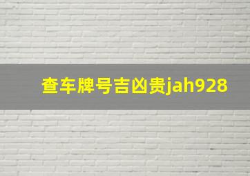 查车牌号吉凶贵jah928