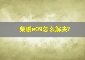 柴暖e09怎么解决?