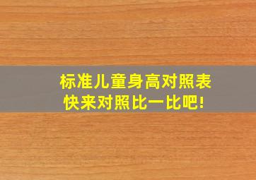 标准儿童身高对照表,快来对照比一比吧! 