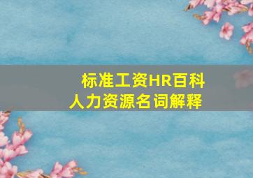 标准工资HR百科人力资源名词解释