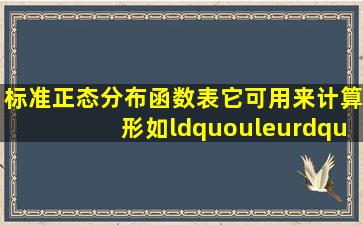 标准正态分布函数表它可用来计算形如“u≤u”的随机事件发生的...