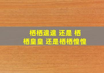 栖栖遑遑 还是 栖栖皇皇 还是栖栖惶惶