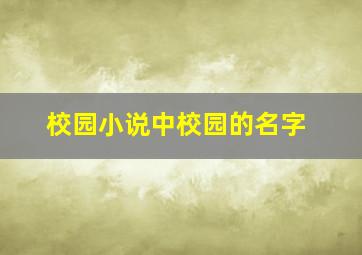 校园小说中校园的名字