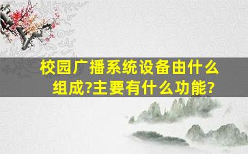 校园广播系统设备由什么组成?主要有什么功能?