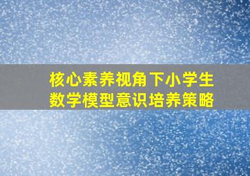 核心素养视角下小学生数学模型意识培养策略