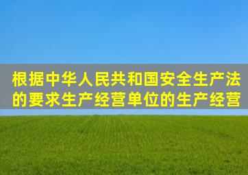 根据《中华人民共和国安全生产法》的要求生产经营单位的生产经营