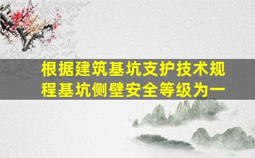 根据《建筑基坑支护技术规程》基坑侧壁安全等级为一