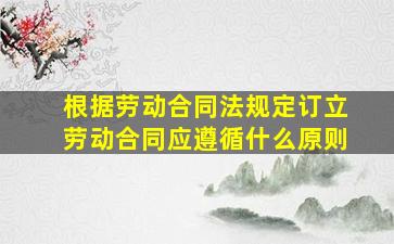 根据劳动合同法规定订立劳动合同应遵循什么原则