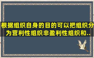 根据组织自身的目的,可以把组织分为营利性组织、非盈利性组织和...