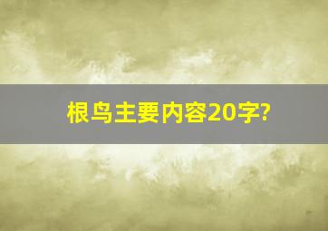 根鸟主要内容20字?