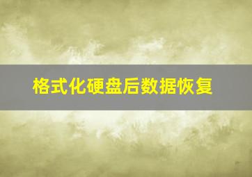 格式化硬盘后数据恢复