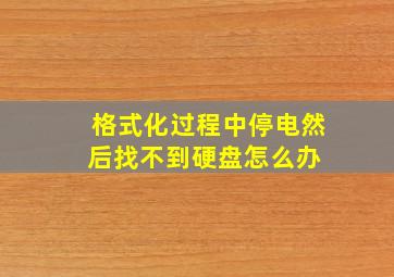 格式化过程中停电,然后找不到硬盘怎么办 