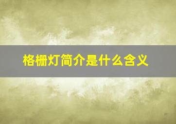 格栅灯简介是什么含义