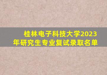 桂林电子科技大学2023年研究生专业复试录取名单