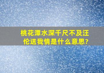 桃花潭水深千尺,不及汪伦送我情,是什么意思?