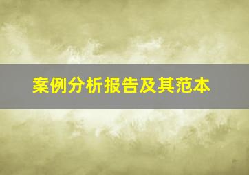 案例分析报告及其范本