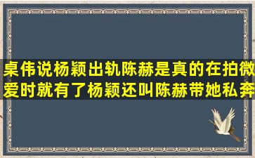 桌伟说杨颖出轨陈赫是真的,在拍微爱时就有了杨颖还叫陈赫带她私奔...