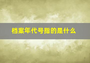 档案年代号指的是什么