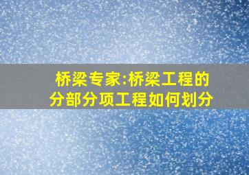 桥梁专家:桥梁工程的分部、分项工程如何划分