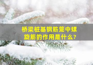 桥梁桩基钢筋笼中螺旋筋的作用是什么?