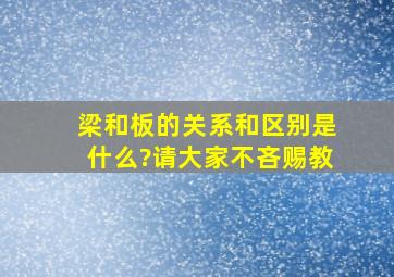 梁和板的关系和区别是什么?请大家不吝赐教。