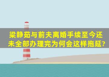 梁静茹与前夫离婚手续至今还未全部办理完,为何会这样拖延?