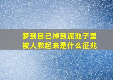 梦到自己掉到泥池子里被人救起来是什么征兆