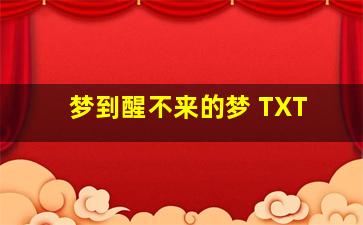 梦到醒不来的梦 TXT