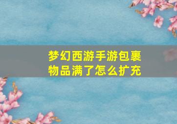 梦幻西游手游包裹物品满了怎么扩充