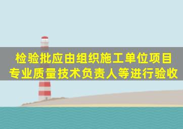 检验批应由()组织施工单位项目专业质量(技术)负责人等进行验收。