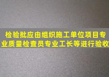 检验批应由组织施工单位项目专业质量检査员、专业工长等进行验收。