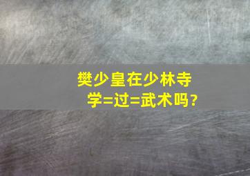 樊少皇在少林寺学=过=武术吗?