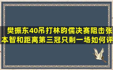 樊振东40吊打林昀儒,决赛阻击张本智和,距离第三冠只剩一场,如何评价...