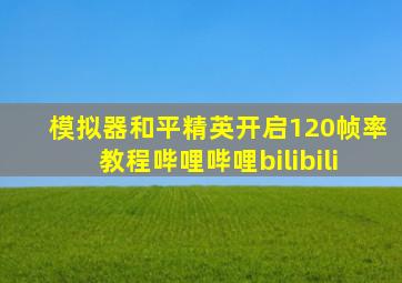 模拟器和平精英开启120帧率教程哔哩哔哩bilibili