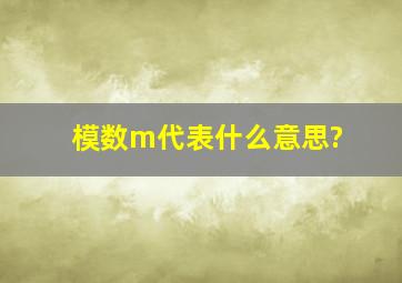 模数m代表什么意思?