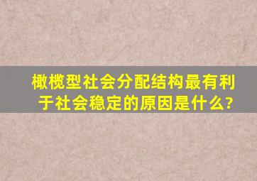 橄榄型社会分配结构最有利于社会稳定的原因是什么?