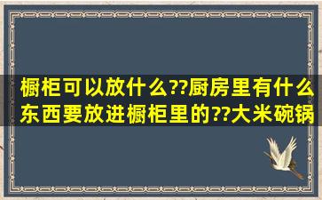 橱柜可以放什么??厨房里有什么东西要放进橱柜里的??大米,碗,锅,煤气...