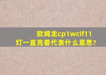 欧姆龙cp1wcif11灯一直亮着代表什么意思?