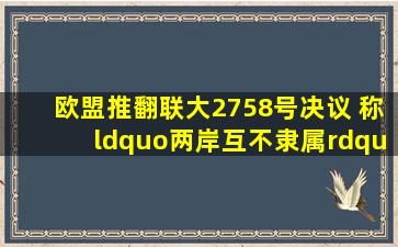 欧盟推翻联大2758号决议 称“两岸互不隶属” 台当局才能代表台湾|...